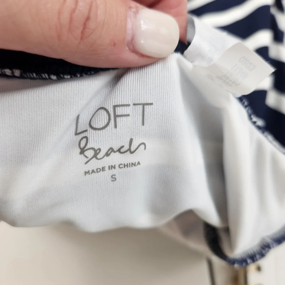 LOFT Beach Blue & White Plunge One Piece Swimsuit Size Small NEW - Picture 5 of 13